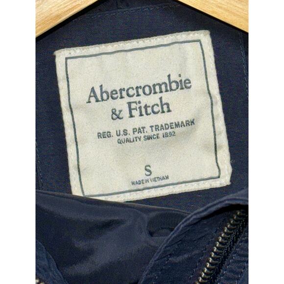 Abercrombie & Fitch Navy Blue Hooded Utility Anorak Rain Jacket Coat Womens Sz S - Picture 3 of 13